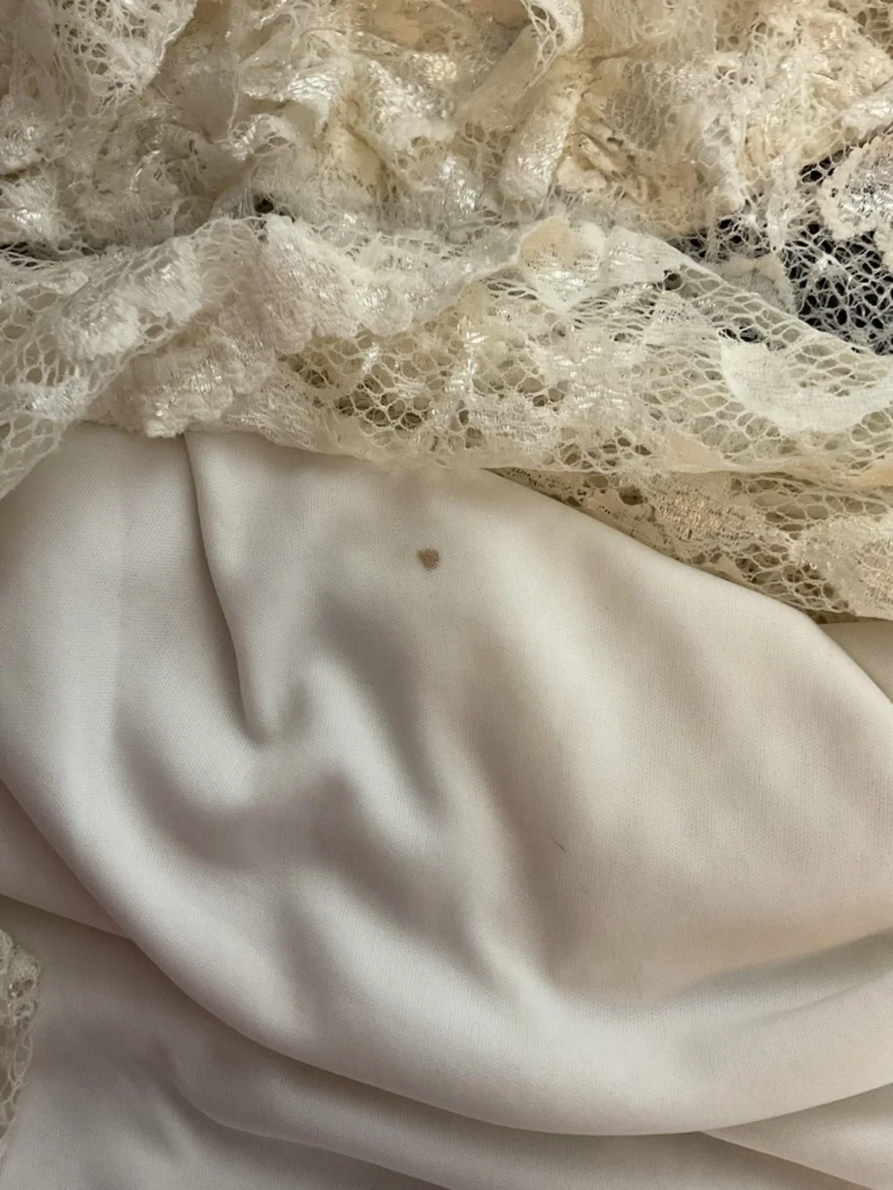 Sentimental NY Cream Lace Bodycon Dress Small Ruffle Collar Made in USA - Picture 6 of 7